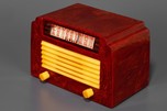 Oxblood Red with Yellow Insert Grille DeWald A-502 ’Step-Top’ Catalin Radio